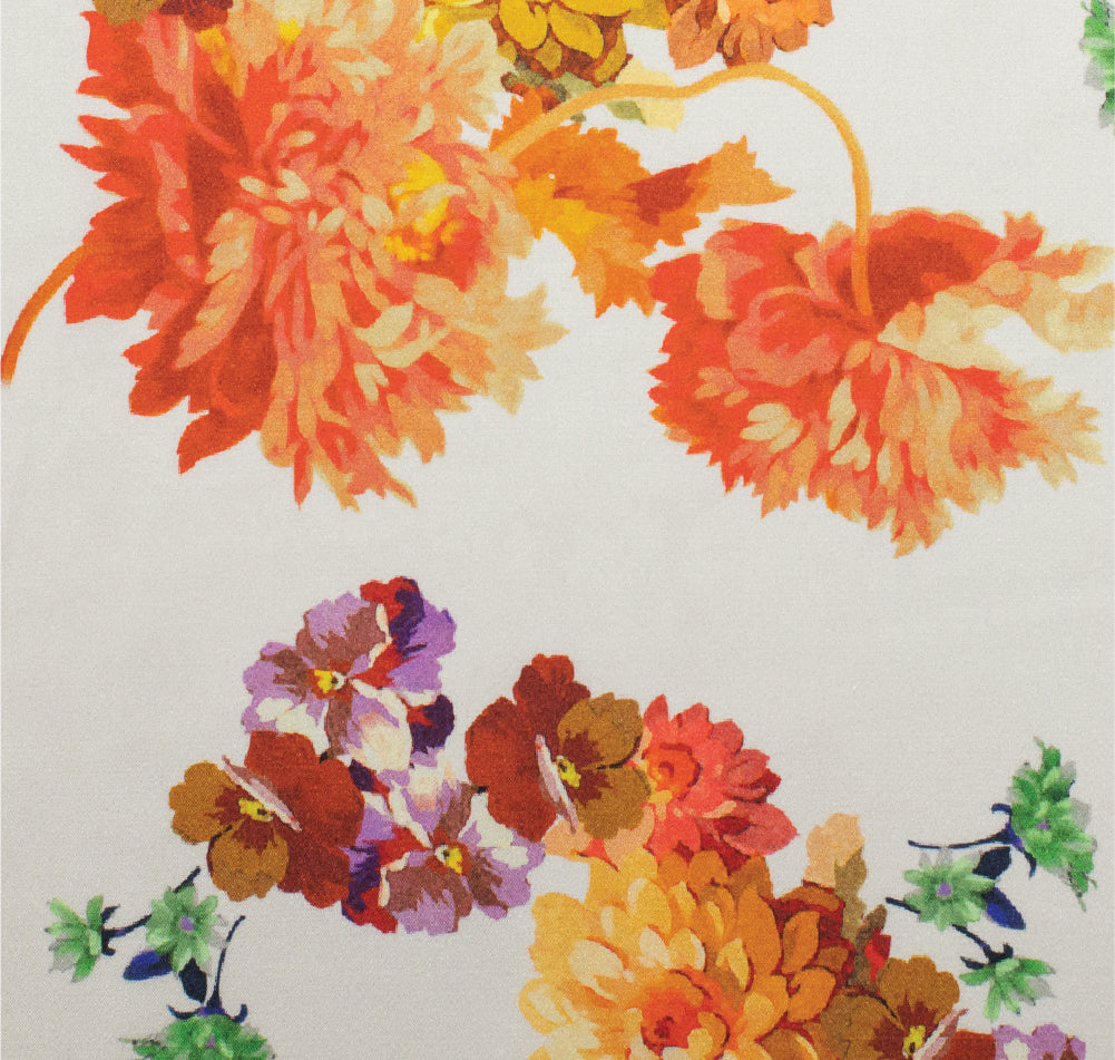 Scattered Floral Print on Italian Silk Fabric
