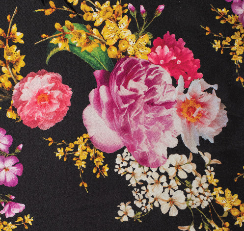 Floral Print on Soft Italian Silk Fabric
