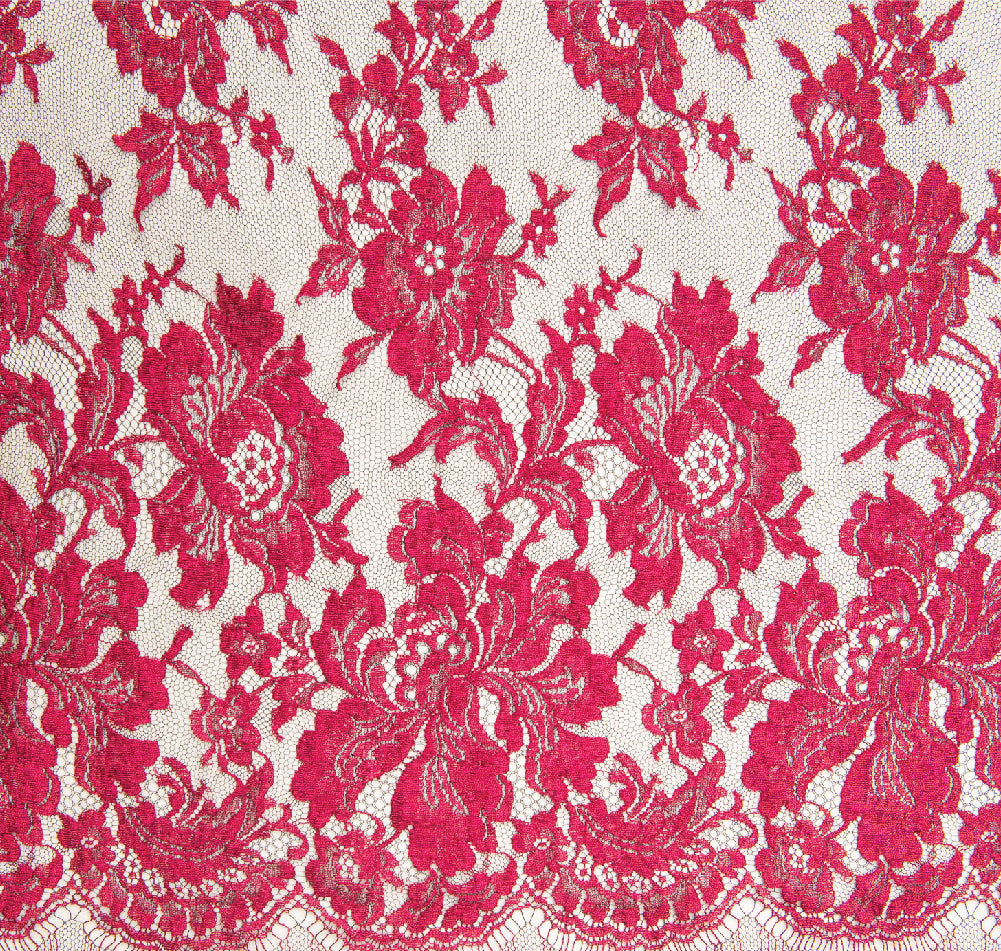 Floral Pattern on France Clipping Chantilly Lace Fabric