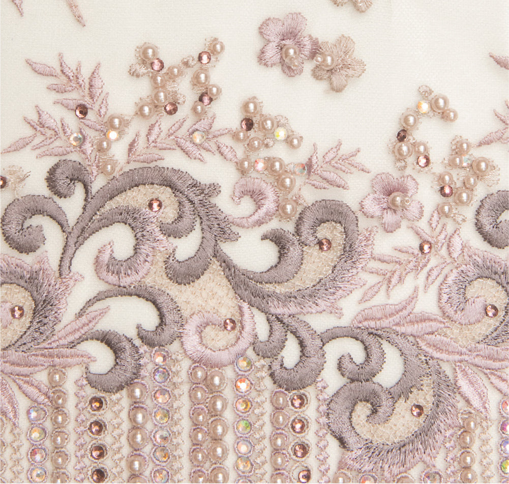 Sequins and Pearls on Embroidered Tulle