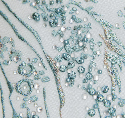Stones and Pearls on Embroidered Tulle